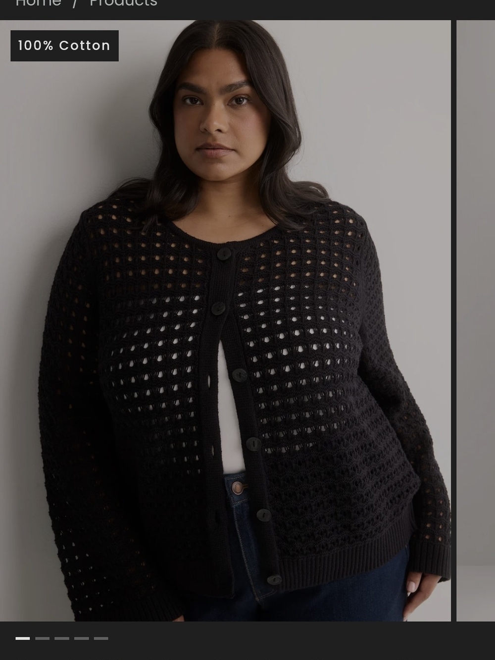Penningtons Black Open-Knit Cotton Cardigan